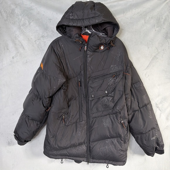 Volcom Other - Volcom Milano Puff Mens S Down Puffer Snowboard Jacket RECCO Black Ski